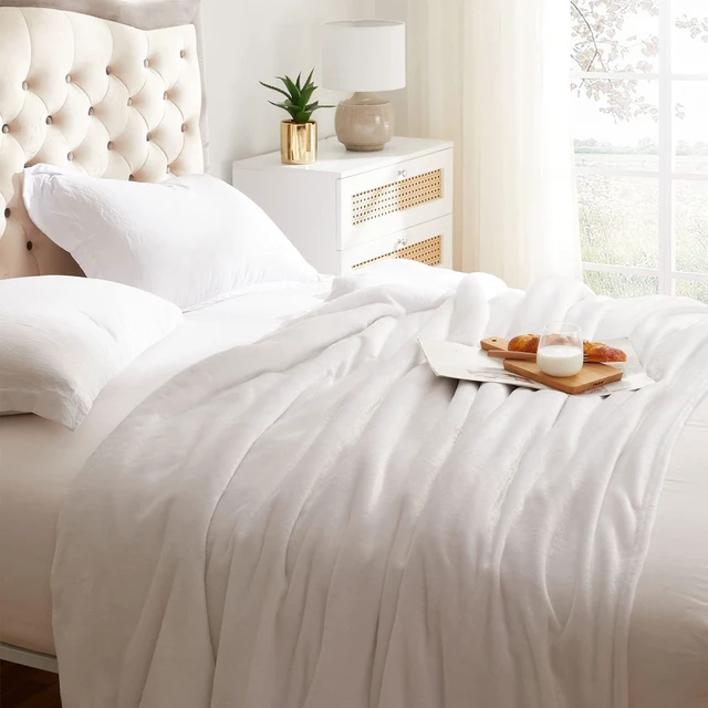 Alt view image 4 of 6 - Fleece Blanket Throw Size White Lightweight Super Soft Cozy Luxury Bed Blanket Microfiber (Pack of 5)