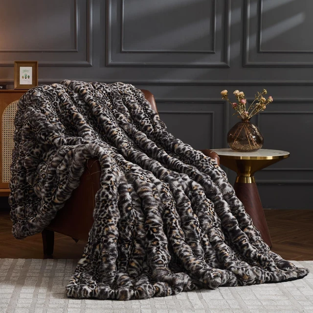 Alt view image 7 of 7 - Faux Fur Bubble Blankets Grey Leopard Bed Blanket 63''x79''
Cozy Fluffy Cheetah Blanket for Couch Sofa Winter Furry Plush Throw Blanket for Home Living Room