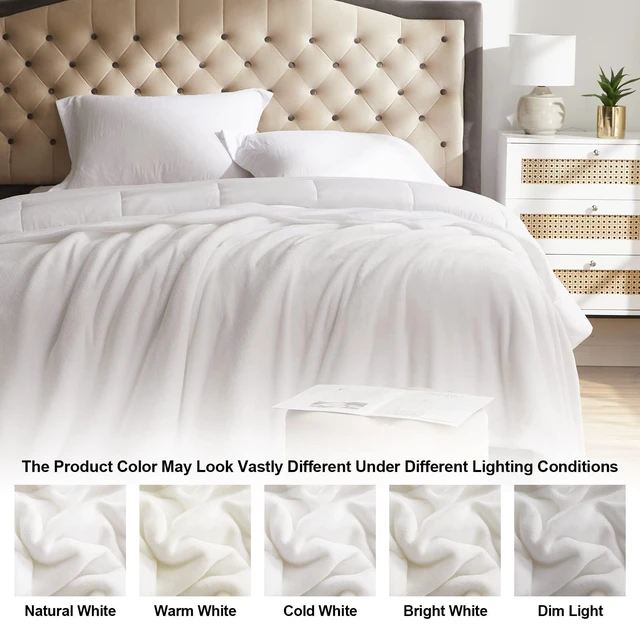 Alt view image 6 of 6 - Fleece Blanket Throw Size White Lightweight Super Soft Cozy Luxury Bed Blanket Microfiber (Pack of 5)
