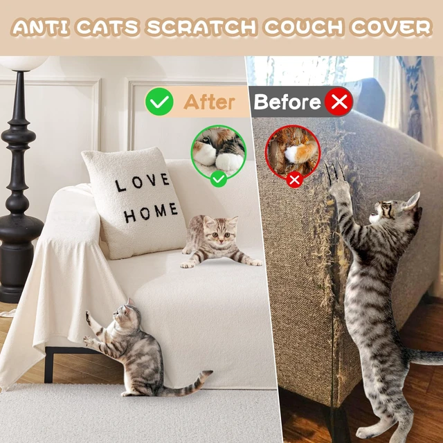 Alt view image 6 of 7 - White Couch Cover for Dog Pet Friendly Couch Covers for Sofa, Sectional Couch Covers Furniture Covers for Cats Scratching, Non Slip Sofa Covers for Pets Washable, 71" x 118"