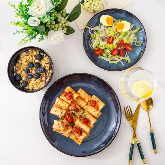 Alt view image 3 of 7 - Ceramic Dinnerware Sets for 4,12Pcs Porcelain Plates and Bowls Set