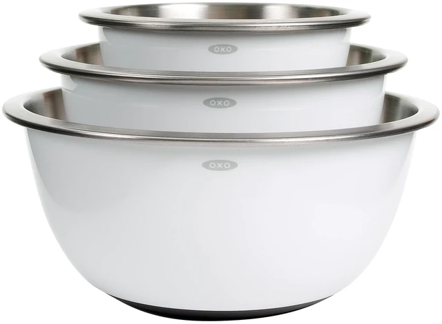 Main image of Good Grips 3-Piece Stainless Steel Insulated Mixing Bowl Set - White