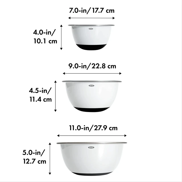 Alt view image 2 of 7 - Good Grips 3-Piece Stainless Steel Insulated Mixing Bowl Set - White
