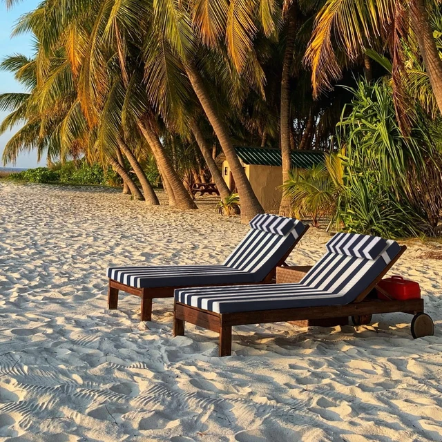 Alt view image 7 of 7 - Outdoor Chaise Lounge Cushion 72x21 Inch with Headrest, Navy White