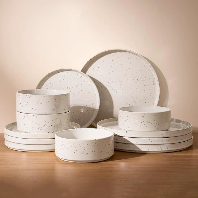 Main image of Nebula 12-Piece Stoneware Dinnerware Set, Creamy White