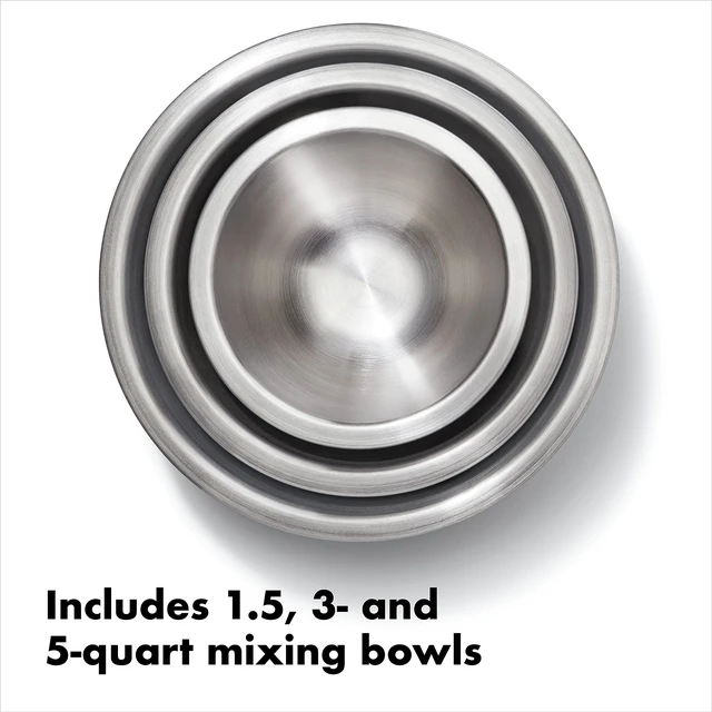 Alt view image 3 of 7 - Good Grips 3-Piece Stainless Steel Insulated Mixing Bowl Set - White
