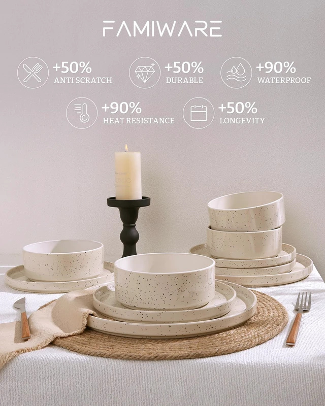 Alt view image 4 of 7 - Nebula 12-Piece Stoneware Dinnerware Set, Creamy White