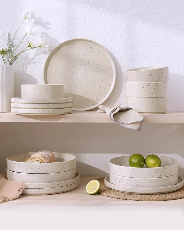 Alt view image 5 of 7 - Nebula 12-Piece Stoneware Dinnerware Set, Creamy White