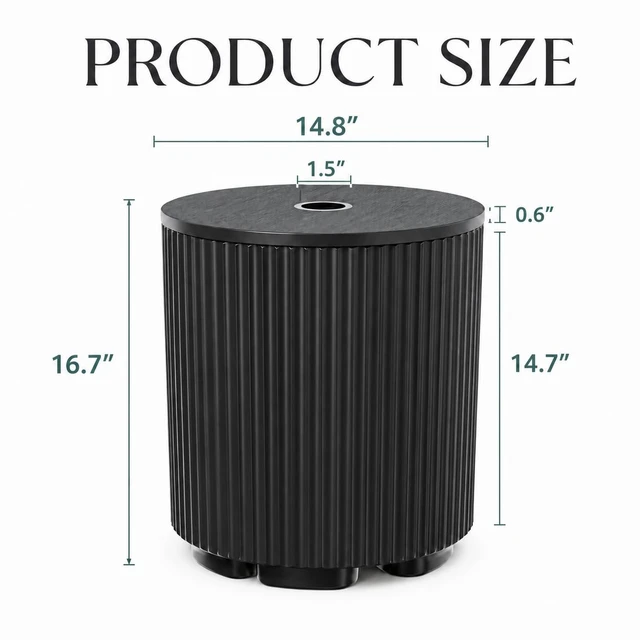 Alt view image 2 of 6 - Umbrella Table with Hole, Umbrella Stand Table, Black
Adjustable Knob, 1.5Inch Umbrella Hole, All Weather Material