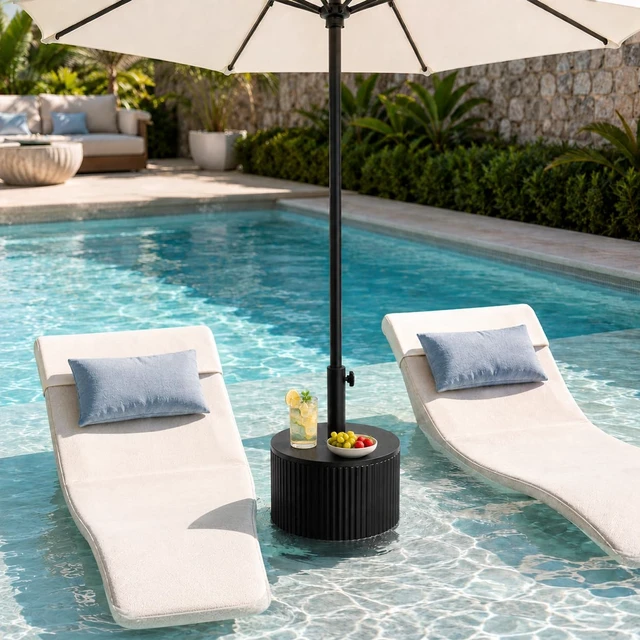 Alt view image 4 of 6 - Umbrella Table with Hole, Umbrella Stand Table, Black
Adjustable Knob, 1.5Inch Umbrella Hole, All Weather Material