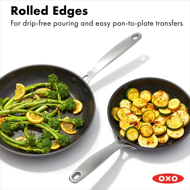 Alt view image 3 of 4 - Enhanced 8" and 10" Frying Pan Skillet Set, Healthy Ceramic Nonstick, PFAS-Free, Stainless Steel Handle, Dishwasher Safe, Oven Safe, Black