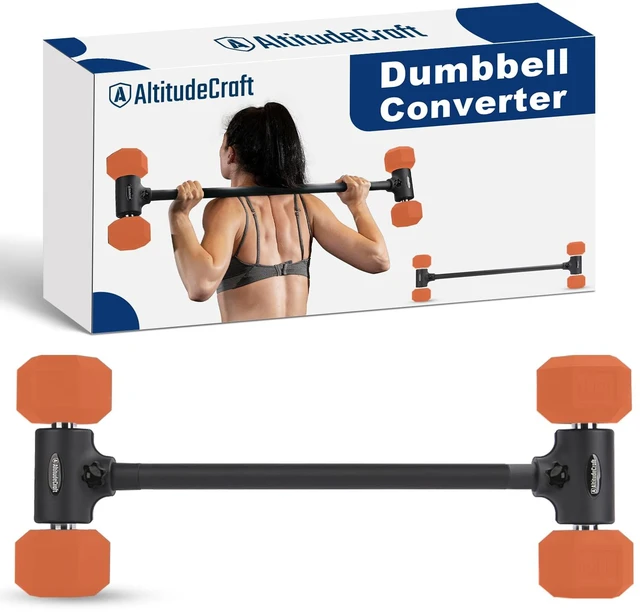 Main image of Dumbbell to Barbell Converter, Transform Dumbbells to Barbell Bar, Dumbbell Barbell Converter for Home Gym, Adjustable to 200 lb Capacity
