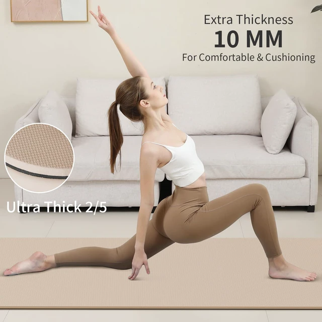 Alt view image 6 of 7 - POE Yoga Mat (10mm)Extra Thick Fitness Mat 72"x24" with Carry Strap
Non-slip, tear-resistant and suitable for all ages, perfect for yoga, Pilates, home gym and full-body workouts.