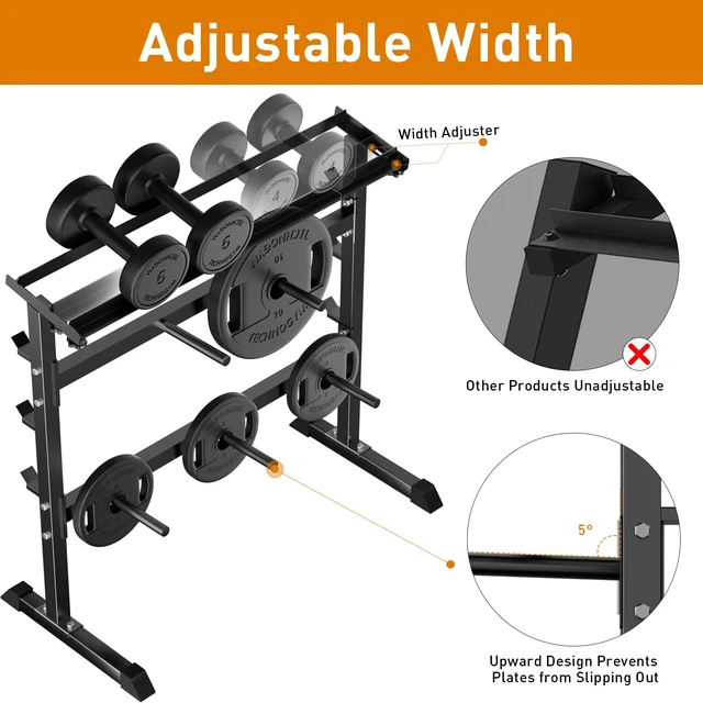 Alt view image 4 of 7 - 3-Tier Dumbbell Rack, Adjustable Weight Rack for Home Gym for Weight Plate
1000lbs Capacity, Weight storage racks for dumbbell/kettlebell/weight plate/barbell, Adjustable Width