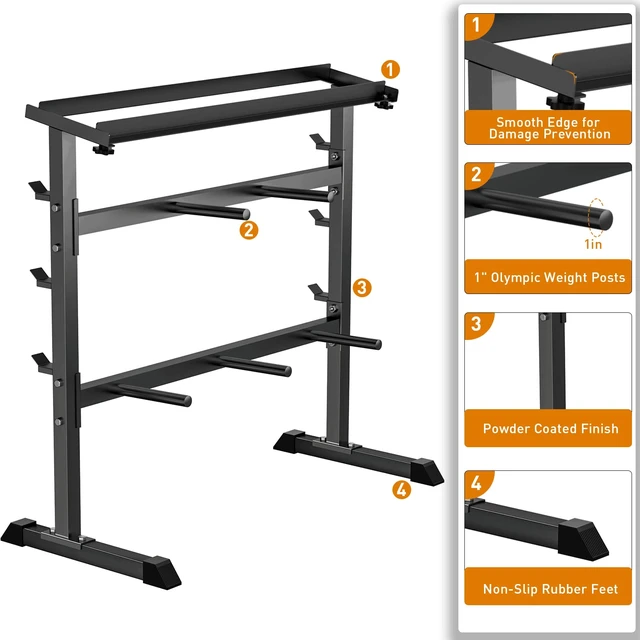 Alt view image 5 of 7 - 3-Tier Dumbbell Rack, Adjustable Weight Rack for Home Gym for Weight Plate
1000lbs Capacity, Weight storage racks for dumbbell/kettlebell/weight plate/barbell, Adjustable Width
