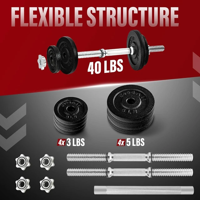 Alt view image 2 of 6 - Old School Adjustable Dumbbell Set with Weight Plates, Star Lock Collars/Connector, 40lbs to 200lbs Adjustable Weight Plates Set