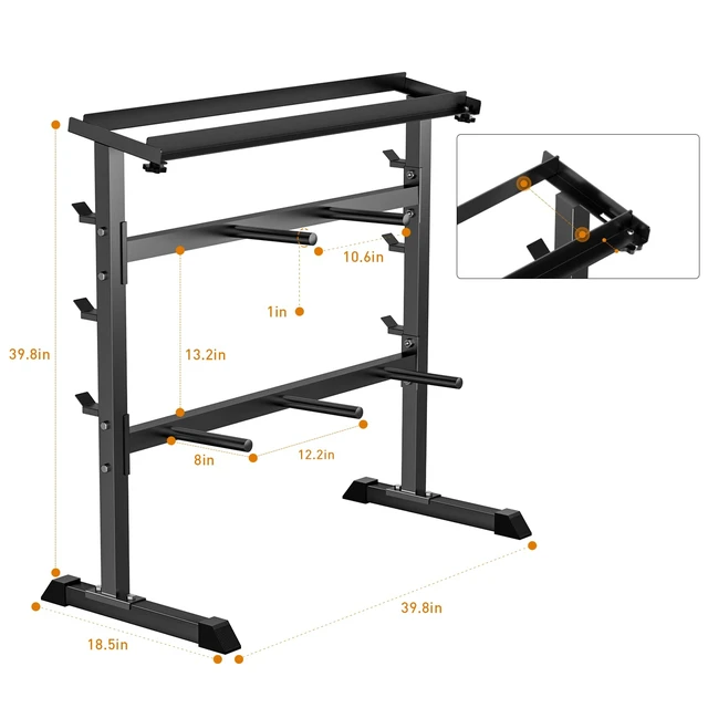 Alt view image 6 of 7 - 3-Tier Dumbbell Rack, Adjustable Weight Rack for Home Gym for Weight Plate
1000lbs Capacity, Weight storage racks for dumbbell/kettlebell/weight plate/barbell, Adjustable Width