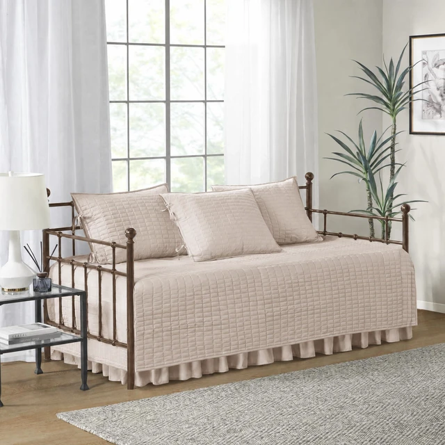 Main image of Kienna Daybed Cover Set 5 Piece with Bedskirt, 75 x 39 Blush
Cozy Bedding with Matching Shams, All Season, OEKO-TEX, Guest Room Essential Classic Style Machine Washable, for Trundle Bed