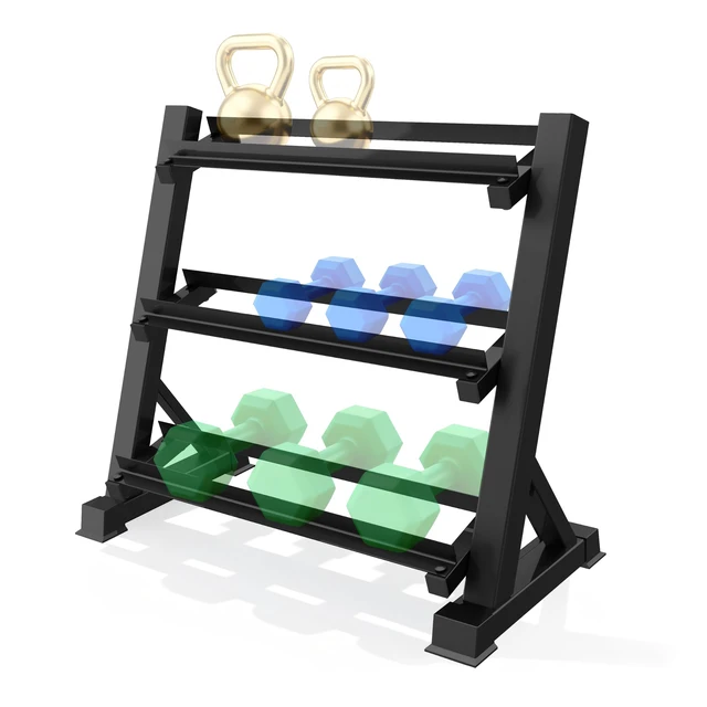 Alt view image 7 of 7 - 3-Tier Dumbbell Rack Multilevel Weight Storage Organizer for Home Gym, Weight Rack for Dumbbells, Kettlebells, (Rack Only)