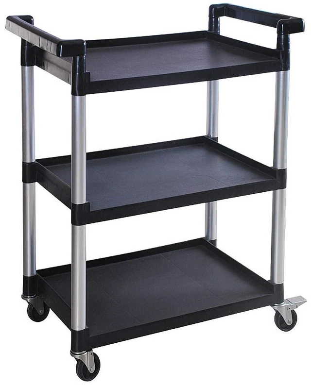 Main image of 3-Shelf Utility Plastic Cart with Wheels-225 Lbs Maximum Capacity , Black