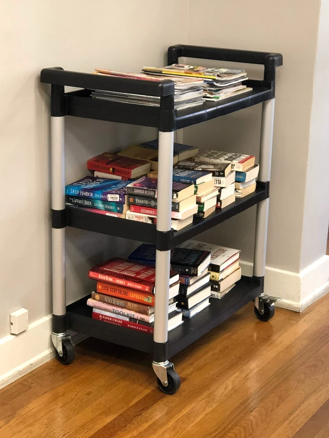 Alt view image 2 of 7 - 3-Shelf Utility Plastic Cart with Wheels-225 Lbs Maximum Capacity , Black
