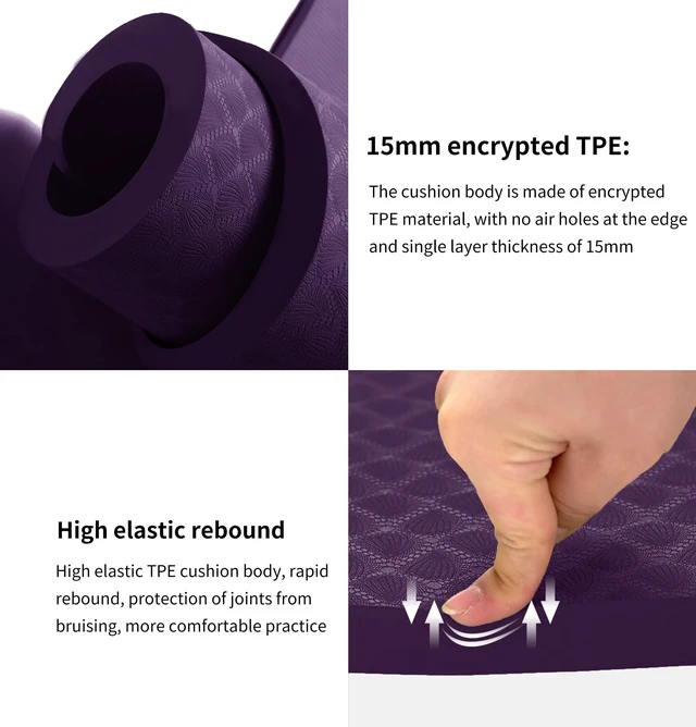 Alt view image 5 of 6 - Large Exercise Mat - 15mm/20mm/30mm Thick Yoga Mat | Workout Mat for Fitness, Yoga, Pilates, Stretching & Floor Exercises for Women & Men with Free Carrying Bag