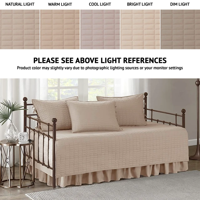 Alt view image 2 of 7 - Kienna Daybed Cover Set 5 Piece with Bedskirt, 75 x 39 Blush
Cozy Bedding with Matching Shams, All Season, OEKO-TEX, Guest Room Essential Classic Style Machine Washable, for Trundle Bed
