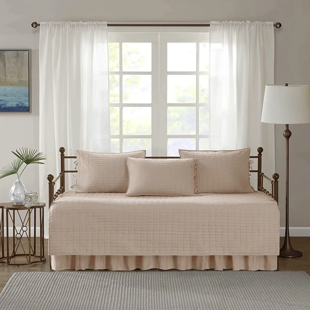 Alt view image 3 of 7 - Kienna Daybed Cover Set 5 Piece with Bedskirt, 75 x 39 Blush
Cozy Bedding with Matching Shams, All Season, OEKO-TEX, Guest Room Essential Classic Style Machine Washable, for Trundle Bed
