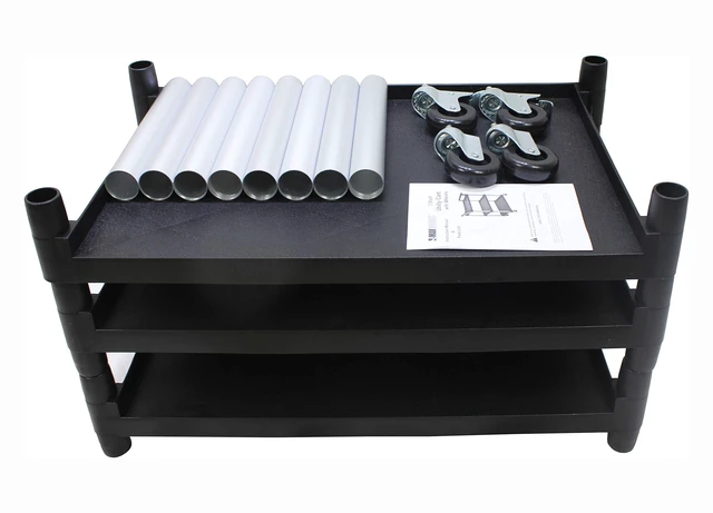 Alt view image 6 of 7 - 3-Shelf Utility Plastic Cart with Wheels-225 Lbs Maximum Capacity , Black