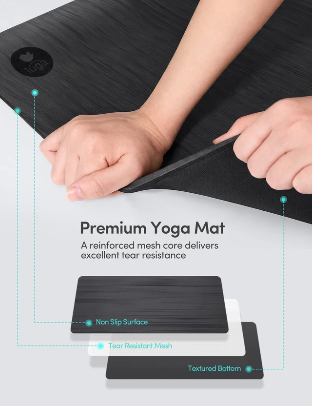 Alt view image 3 of 7 - Pro Non Slip Yoga Mat Thick for Hot Yoga, Pilates, Workout & Home Gym