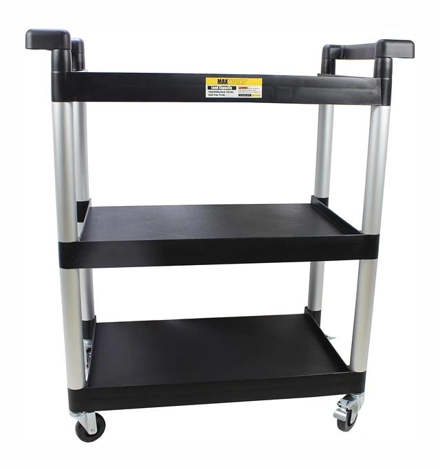 Alt view image 7 of 7 - 3-Shelf Utility Plastic Cart with Wheels-225 Lbs Maximum Capacity , Black
