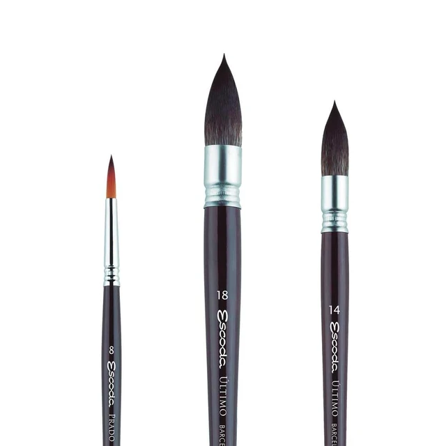 Alt view image 4 of 4 - Watercolour | Artist Set Alvaro Castagnet 2 | Size 14/18 | 3 Brushes | Synthetic Tame + Tendo | Round mop + Round Pointed