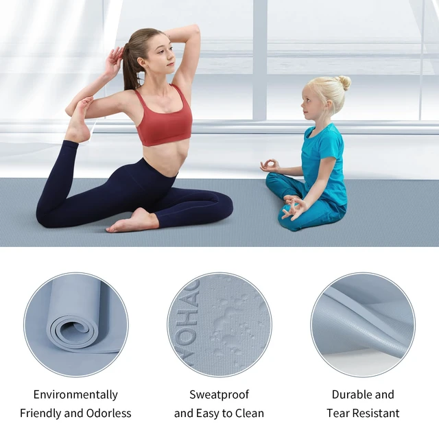 Alt view image 4 of 6 - Extra Wide & Thick 8mm Yoga Mat, 72"x31.5"
Large Non Slip Exercise Mat, Premium POE Material, Superior Cushioning & Stability, With Strap for Home Gym, Pilates