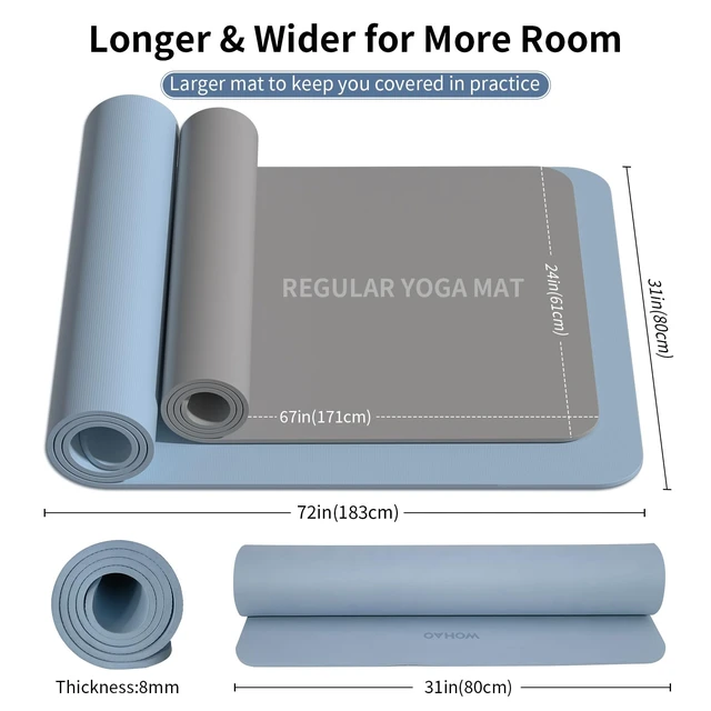 Alt view image 5 of 6 - Extra Wide & Thick 8mm Yoga Mat, 72"x31.5"
Large Non Slip Exercise Mat, Premium POE Material, Superior Cushioning & Stability, With Strap for Home Gym, Pilates