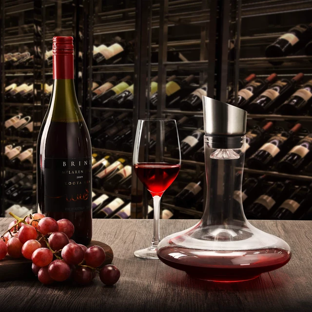 Alt view image 3 of 6 - Wine Decanter Built-in Aerator, 750ml Red Wine Decanter Carafe with Aerator
Hand-Blown 100% Lead-free Crystal Glass, Wine Gift for Wine Lovers, Wine Accessories, Wine Hand-held Aerator