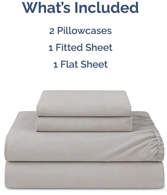 Alt view image 5 of 7 - Cooling Sheet Set Cal King Size - 4 Piece Summer Bed Sheet Set - Light Grey
For Hot Sleepers & Night Sweats, Soft & Silky Smooth, Cooling Bed Set, Breathable & Lightweight, Deep Pockets 8" to 16", Coz
