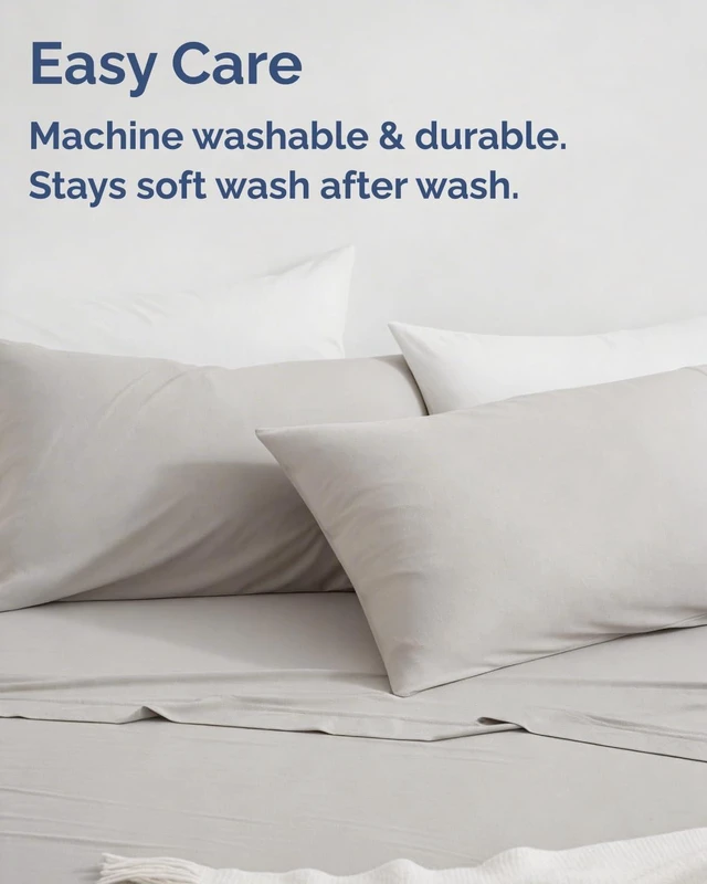 Alt view image 7 of 7 - Cooling Sheet Set Cal King Size - 4 Piece Summer Bed Sheet Set - Light Grey
For Hot Sleepers & Night Sweats, Soft & Silky Smooth, Cooling Bed Set, Breathable & Lightweight, Deep Pockets 8" to 16", Coz