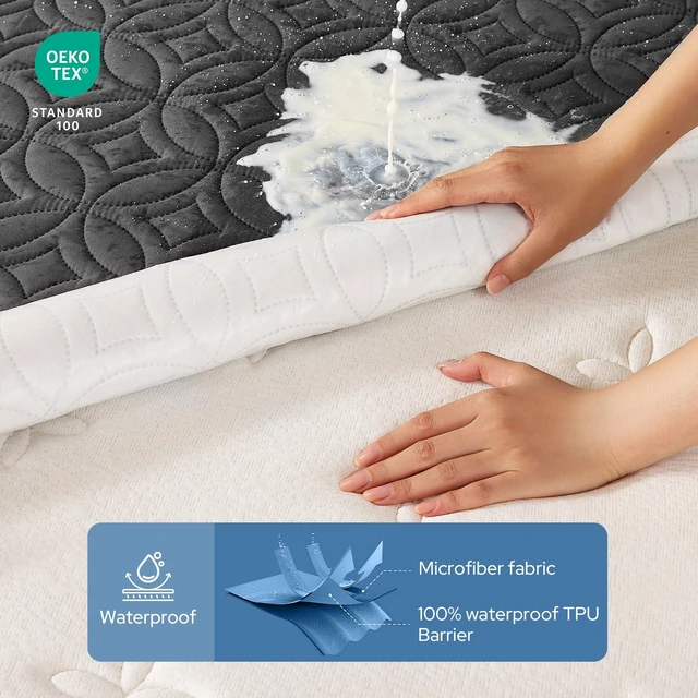 Alt view image 2 of 5 - 2 Pack Waterproof Mattress Protector Queen Size, Deep Pocket Fit, Washable