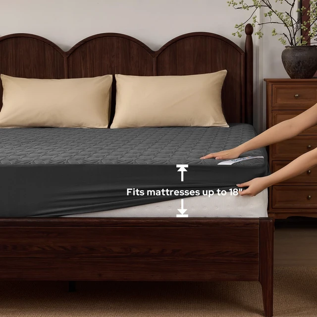 Alt view image 4 of 5 - 2 Pack Waterproof Mattress Protector Queen Size, Deep Pocket Fit, Washable