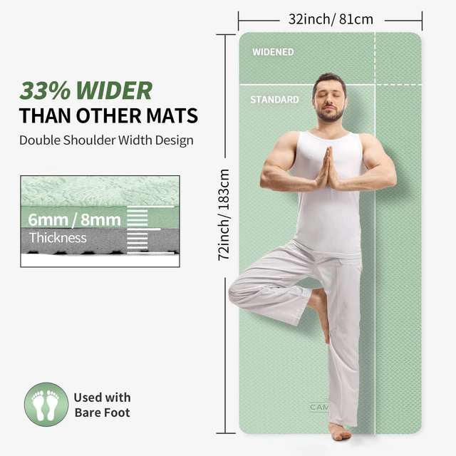 Alt view image 2 of 7 - Extra Wide Yoga Mat for Women and Men (72"/84"x 32"x 1/4") TPE Workout Mat, Non-slip Large Exercise Fitness Mat for Yoga, Pilates, Workout