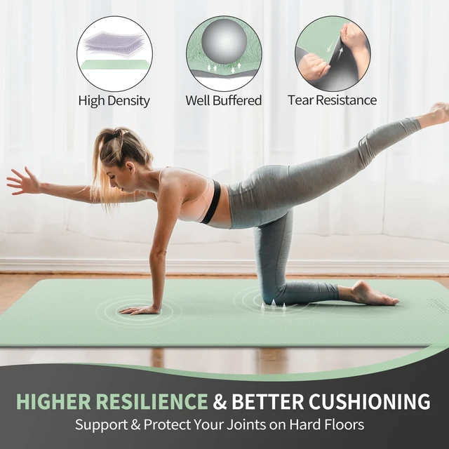 Alt view image 4 of 7 - Extra Wide Yoga Mat for Women and Men (72"/84"x 32"x 1/4") TPE Workout Mat, Non-slip Large Exercise Fitness Mat for Yoga, Pilates, Workout