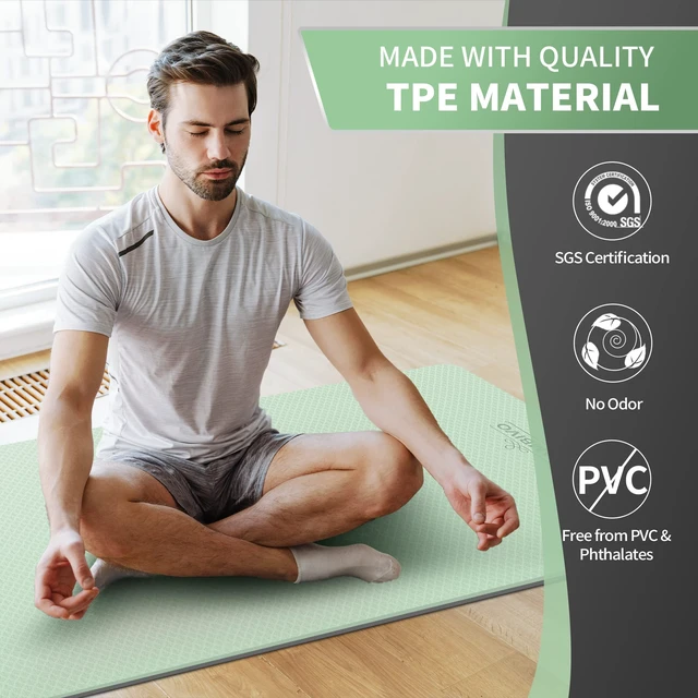 Alt view image 5 of 7 - Extra Wide Yoga Mat for Women and Men (72"/84"x 32"x 1/4") TPE Workout Mat, Non-slip Large Exercise Fitness Mat for Yoga, Pilates, Workout