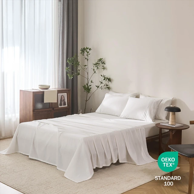 Alt view image 2 of 7 - 6Pcs Off White Solid Queen Bedding Set 100% Washed Cotton
17" Deep Pocket Fitted Sheet,Flat Sheet,4 Pillowcases,Snug Fit,Durable Stitching,Breathable Fabric,No Insert