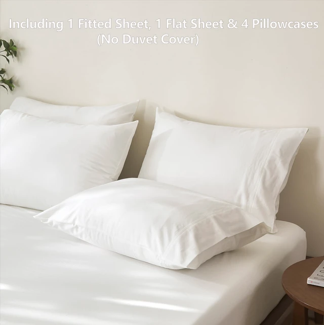 Alt view image 3 of 7 - 6Pcs Off White Solid Queen Bedding Set 100% Washed Cotton
17" Deep Pocket Fitted Sheet,Flat Sheet,4 Pillowcases,Snug Fit,Durable Stitching,Breathable Fabric,No Insert