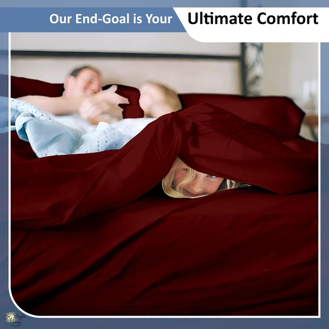 Alt view image 6 of 7 - Queen Sheet Set, 4 Piece 100% Cotton, 16" Deep, Burgundy