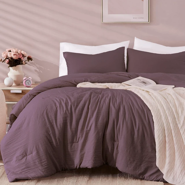 Main image of Queen Comforter Set-3 Pieces Soft Comforters Queen Size Bedding
All Seasons Prewashed Cozy Down Alternative Lightweight Comforter Sets with 2 Pillow Shams, Italian Plum