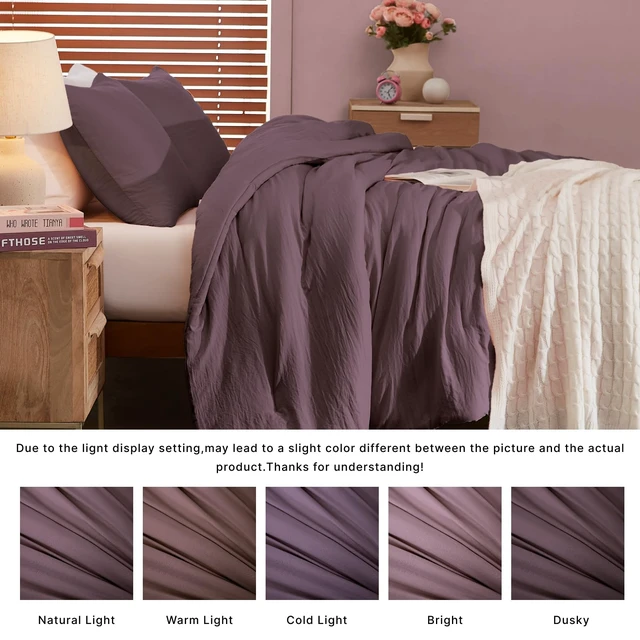 Alt view image 3 of 7 - Queen Comforter Set-3 Pieces Soft Comforters Queen Size Bedding
All Seasons Prewashed Cozy Down Alternative Lightweight Comforter Sets with 2 Pillow Shams, Italian Plum
