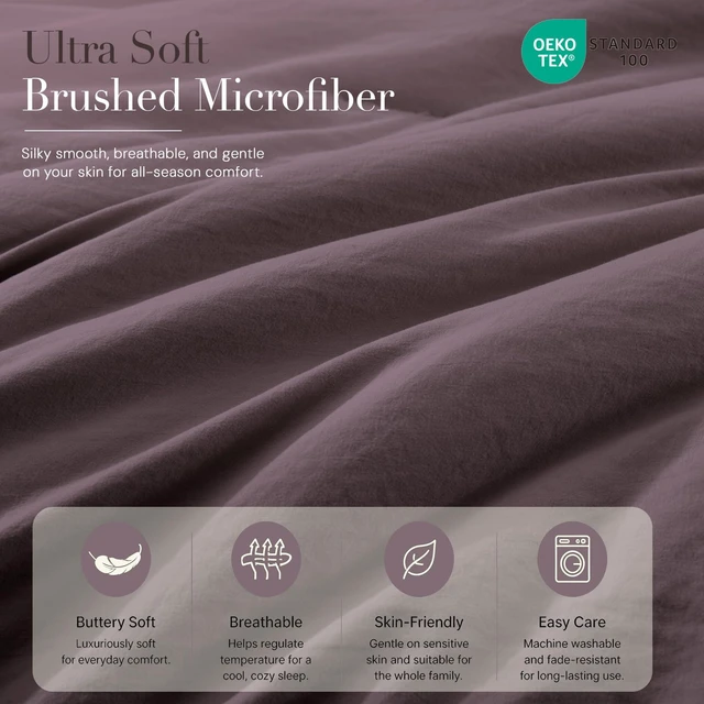 Alt view image 5 of 7 - Queen Comforter Set-3 Pieces Soft Comforters Queen Size Bedding
All Seasons Prewashed Cozy Down Alternative Lightweight Comforter Sets with 2 Pillow Shams, Italian Plum