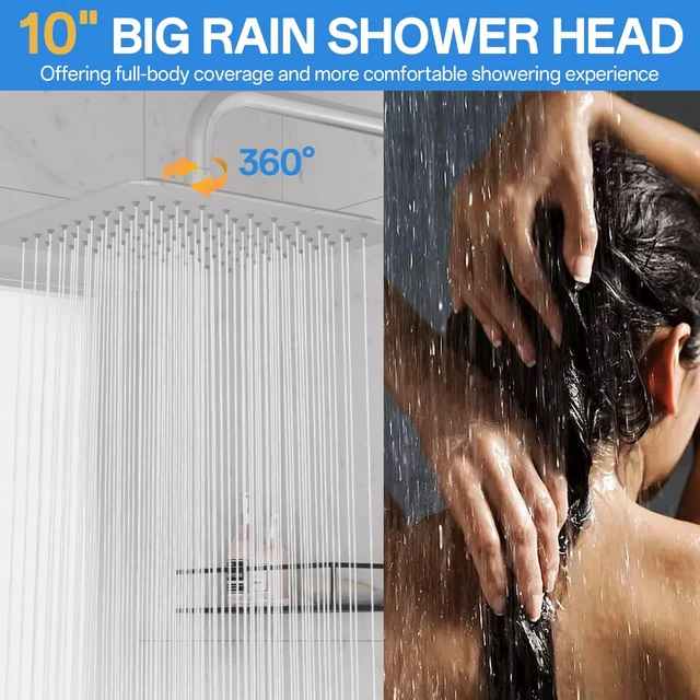 Alt view image 4 of 7 - High Pressure Rain Shower Head Combo Adjustable Bar(Up to 13.4") Chrome
Dual Shower Head,10" Fixed Rainfall Showerhead,7 Spray Handheld Shower Heads,71" Hose, Tall People Friendly