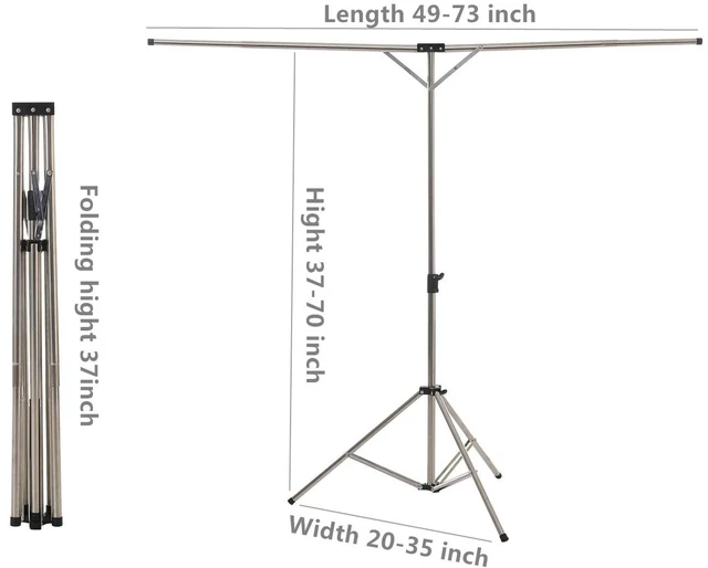 Alt view image 2 of 7 - Foldable Portable Space Saving Stainless Steel Clothes Drying Rack.
Heavy Duty Laundry Drying Racks, Adjustable High Capacity Garment Rack, Comes with 20 windproof hooks